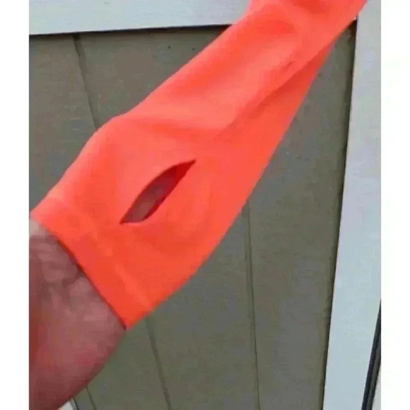 FILA Sport Shirt Running Long Sleeve Orange Size S 1/4 Zip Thumb Holes - Picture 4 of 6